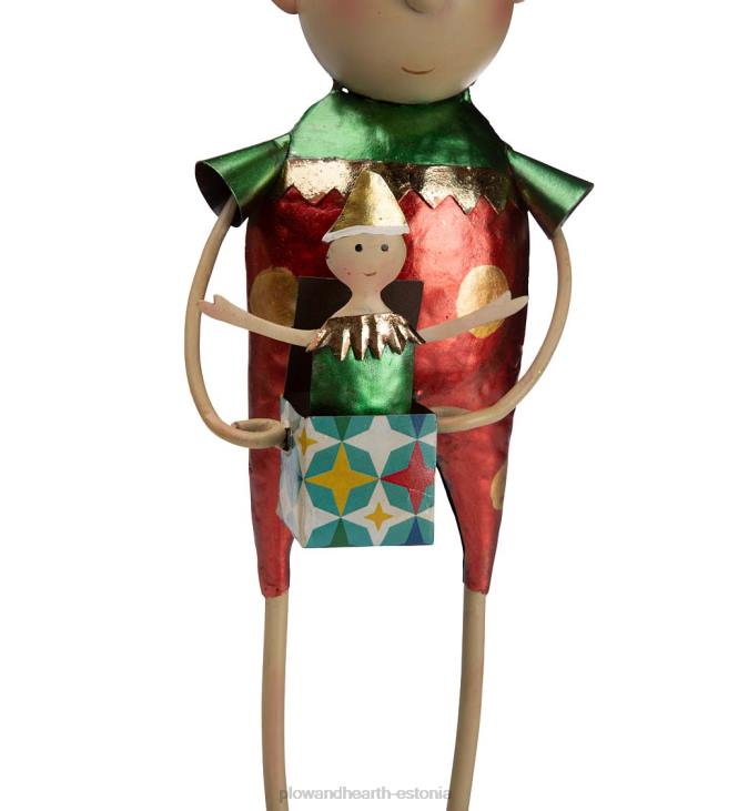 hooajalised ja kingitused 820L3194 metallist päkapikk kollase mütsiga jõuluaia kuju Plow & Hearth