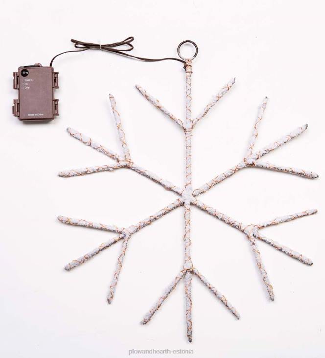 hooajalised ja kingitused 820L2180 valgustatud kaseoksa lumehelbe rippuv aktsent - pruun Plow & Hearth