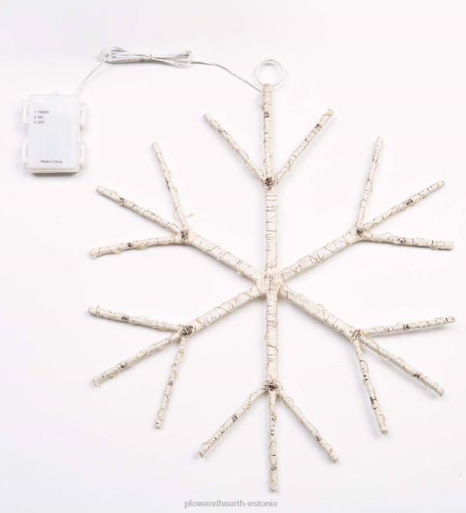 hooajalised ja kingitused 820L2180 valgustatud kaseoksa lumehelbe rippuv aktsent - pruun Plow & Hearth