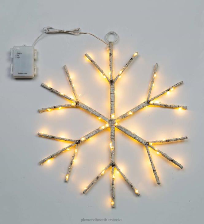 hooajalised ja kingitused 820L2180 valgustatud kaseoksa lumehelbe rippuv aktsent - pruun Plow & Hearth