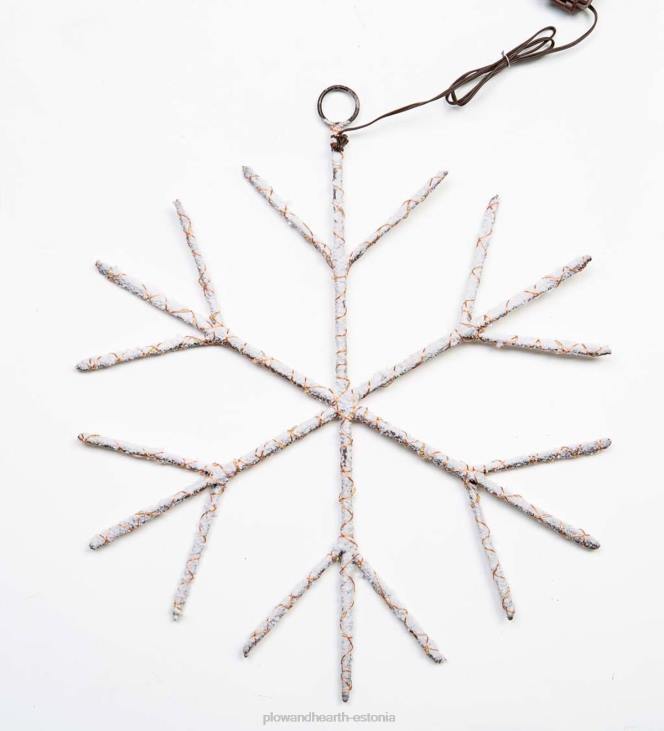 hooajalised ja kingitused 820L2180 valgustatud kaseoksa lumehelbe rippuv aktsent - pruun Plow & Hearth