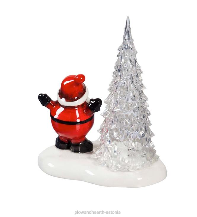 hooajalised ja kingitused 820L2188 led keraamiline lumememm ja jõuluvana koos puudega, komplektis 2 Plow & Hearth