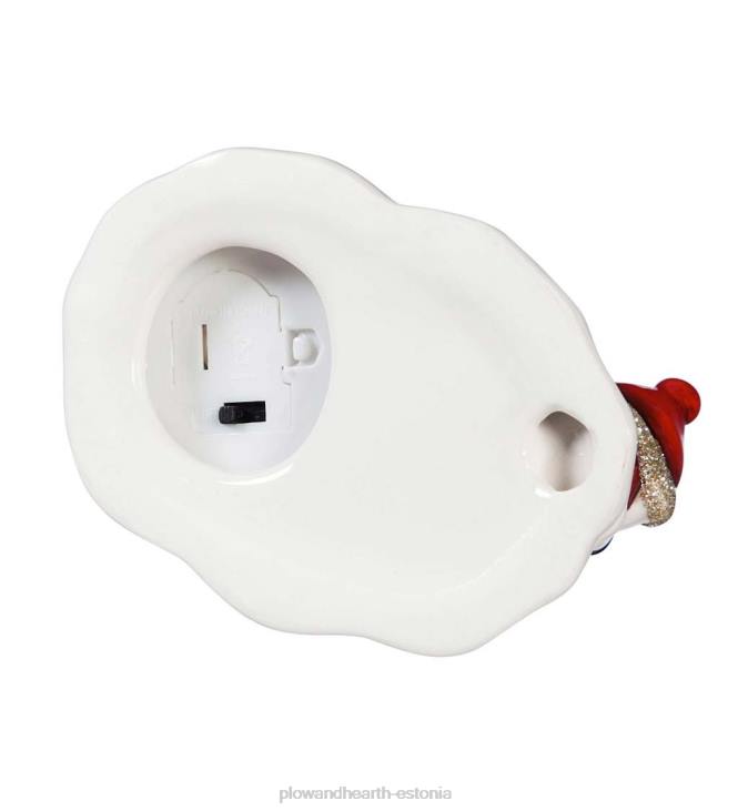 hooajalised ja kingitused 820L2188 led keraamiline lumememm ja jõuluvana koos puudega, komplektis 2 Plow & Hearth