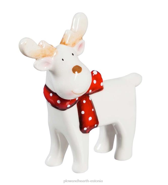 hooajalised ja kingitused 820L2193 keraamiline põhjapõdra ja igihaljas lauadekoor, komplektis 3 Plow & Hearth