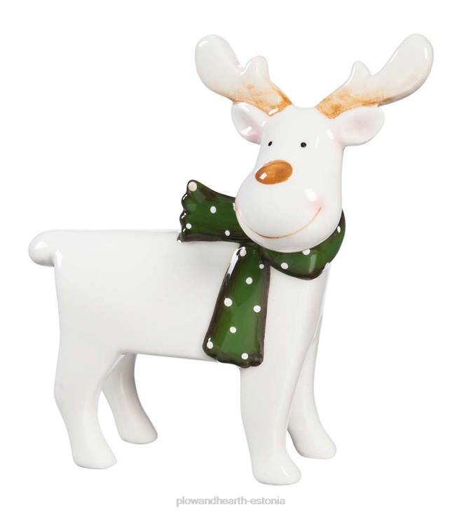 hooajalised ja kingitused 820L2193 keraamiline põhjapõdra ja igihaljas lauadekoor, komplektis 3 Plow & Hearth