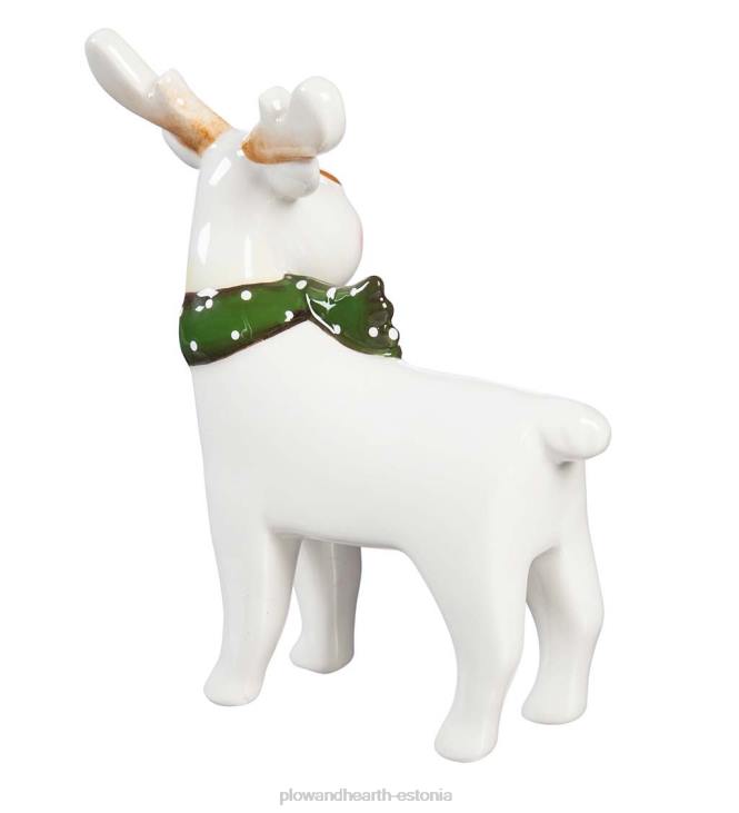 hooajalised ja kingitused 820L2193 keraamiline põhjapõdra ja igihaljas lauadekoor, komplektis 3 Plow & Hearth