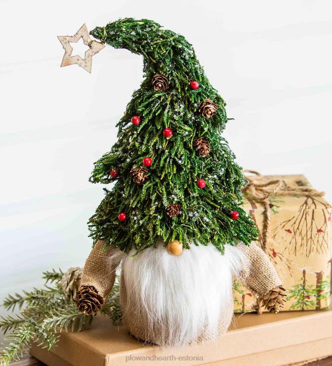 hooajalised ja kingitused 820L2195 metsapäkapikk jõulupuukübara lauadekooriga Plow & Hearth