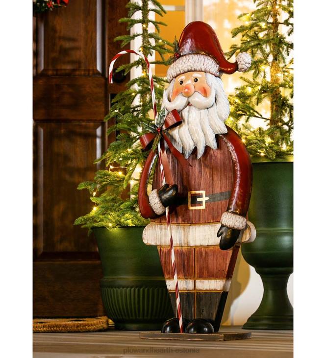 hooajalised ja kingitused 820L2206 metallist ja puidust jõuluvana kuju Plow & Hearth