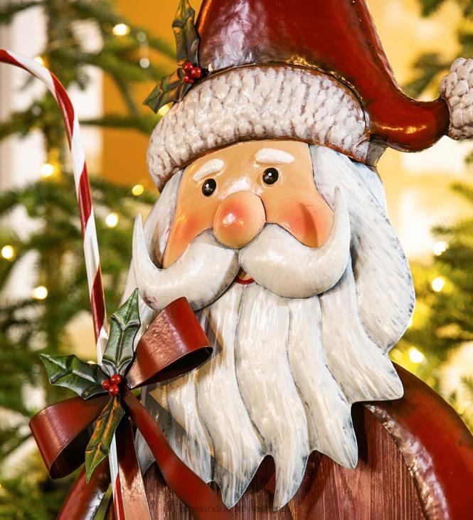 hooajalised ja kingitused 820L2206 metallist ja puidust jõuluvana kuju Plow & Hearth