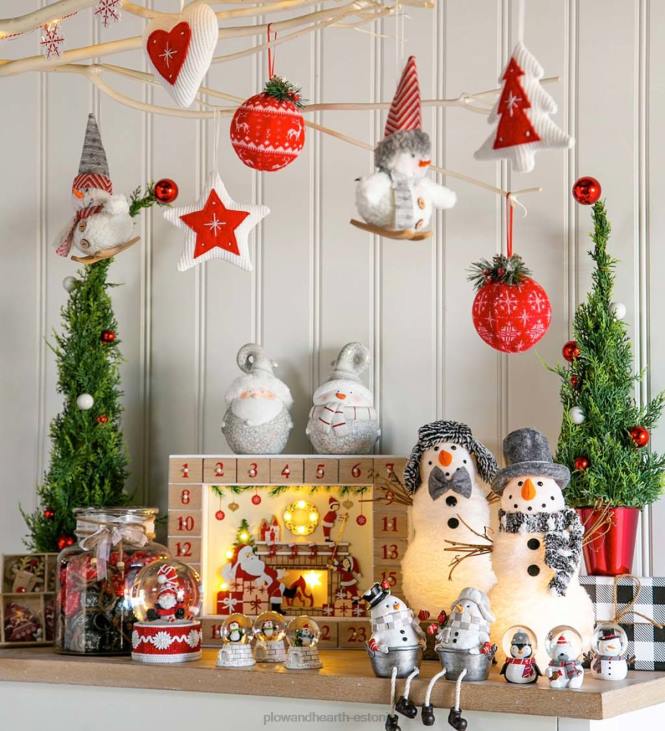 hooajalised ja kingitused 820L2210 kaunistustega kunstpuud punastes pottides, komplektis 2 Plow & Hearth