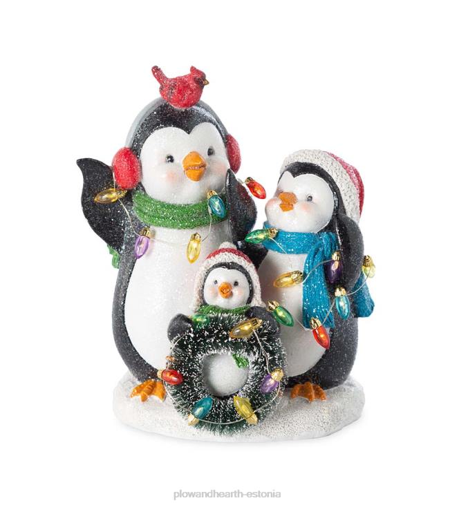 hooajalised ja kingitused 820L2211 valgustatud pingviinitrio jõulutuledega Plow & Hearth