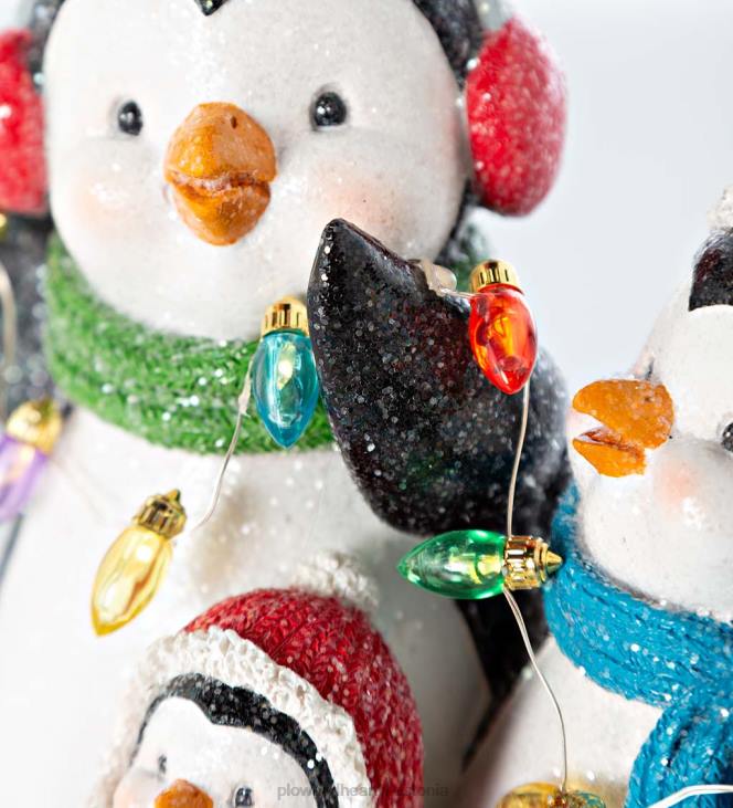 hooajalised ja kingitused 820L2211 valgustatud pingviinitrio jõulutuledega Plow & Hearth