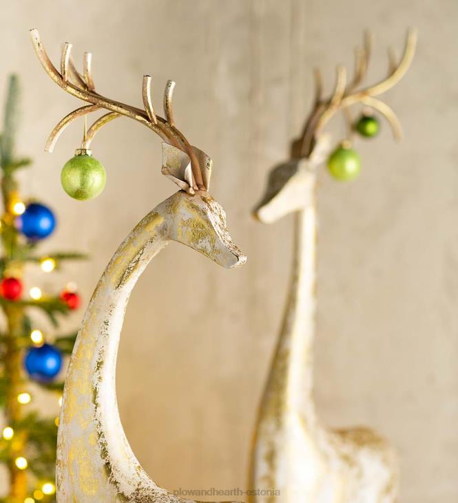 hooajalised ja kingitused 820L2217 kullast ja valgest rauast hirvekujud Plow & Hearth