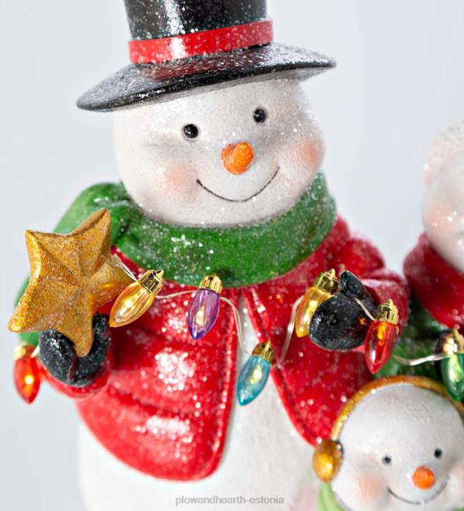 hooajalised ja kingitused 820L2234 valgustatud lumememme kolmik jõulutuledega Plow & Hearth