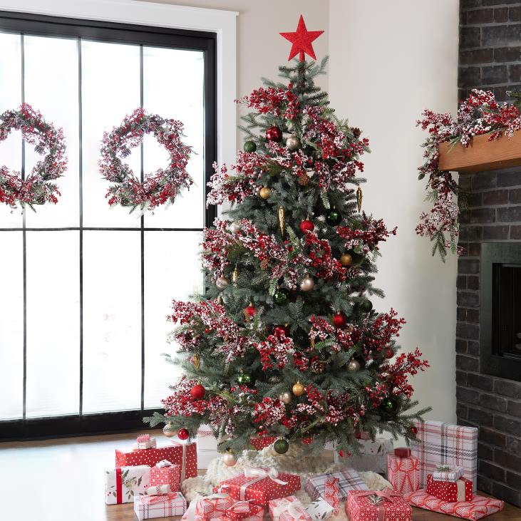 hooajalised ja kingitused 820L2235 sädelevad udused männist jõulupuud Plow & Hearth