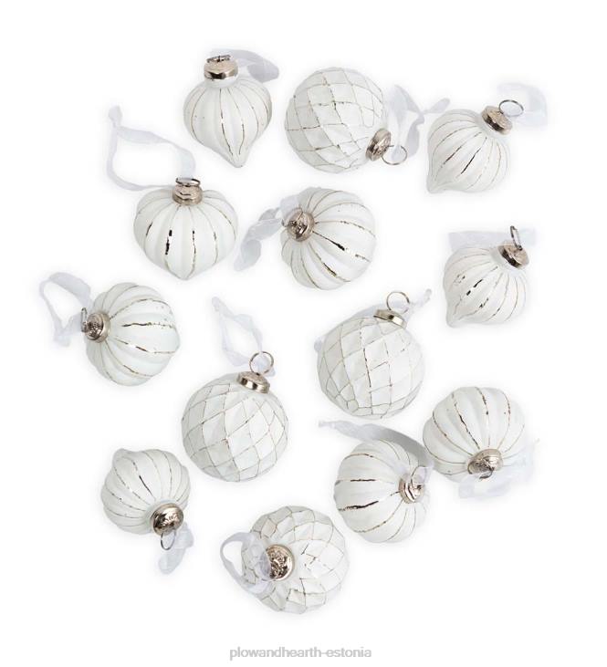 hooajalised ja kingitused 820L2243 ülisuured klaasist kuuseehted, komplektis 12 tk - punane/roheline/kuldne Plow & Hearth