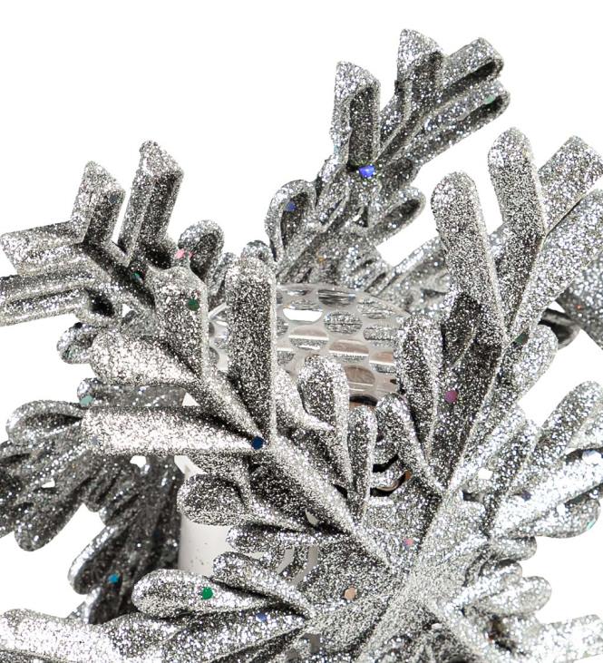 hooajalised ja kingitused 820L2249 hõbedane lumehelves jõulupuu ladvik LED projitseeritud tähtedega Plow & Hearth