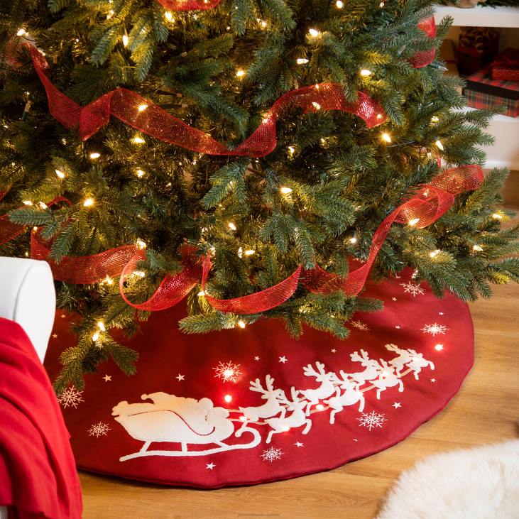 hooajalised ja kingitused 820L2258 valgustatud jõuluvana saani jõulupuu seelik Plow & Hearth