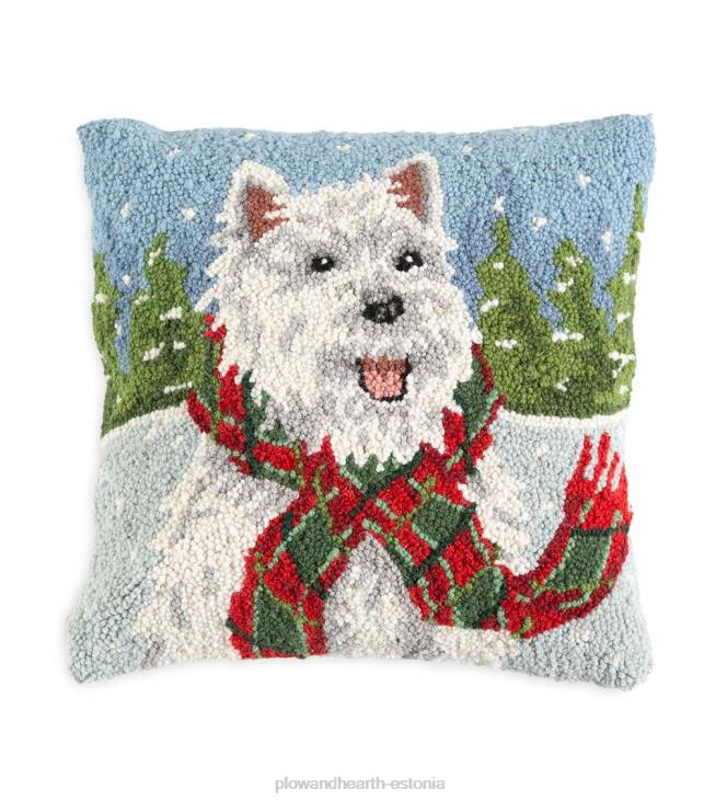 hooajalised ja kingitused 820L2264 puhkus westie salliga käsitsi konksuga villane viskepadi Plow & Hearth