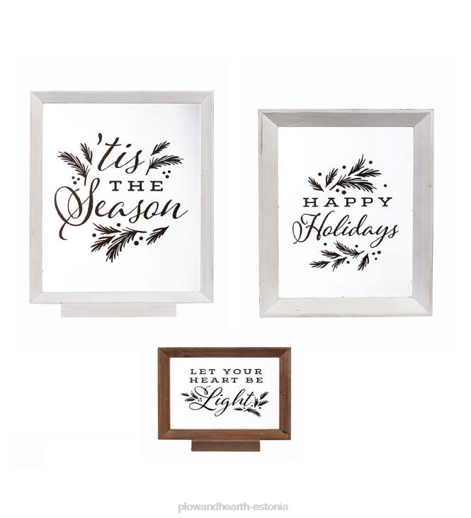 hooajalised ja kingitused 820L2266 raamitud jõulusoovide pühadeaktsendid, komplektis 3 Plow & Hearth