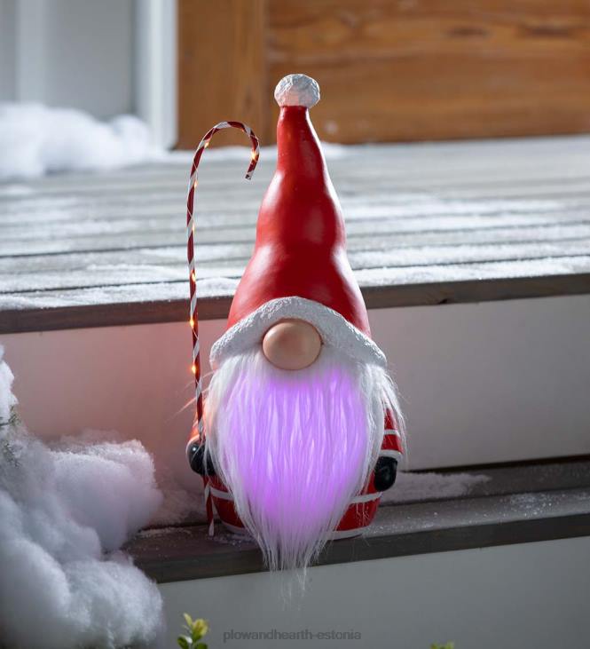 hooajalised ja kingitused 820L2286 valgustatud kristalliseerunud ja värvimuutva habemega jõuluvana päkapikk - must Plow & Hearth