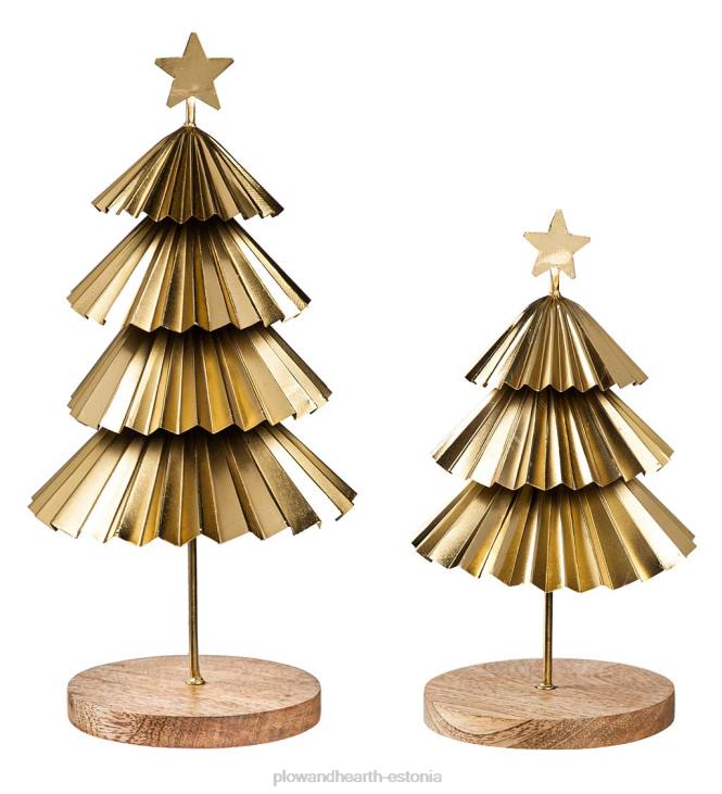 hooajalised ja kingitused 820L2299 kuldsed jõulupuud, 2 tk Plow & Hearth