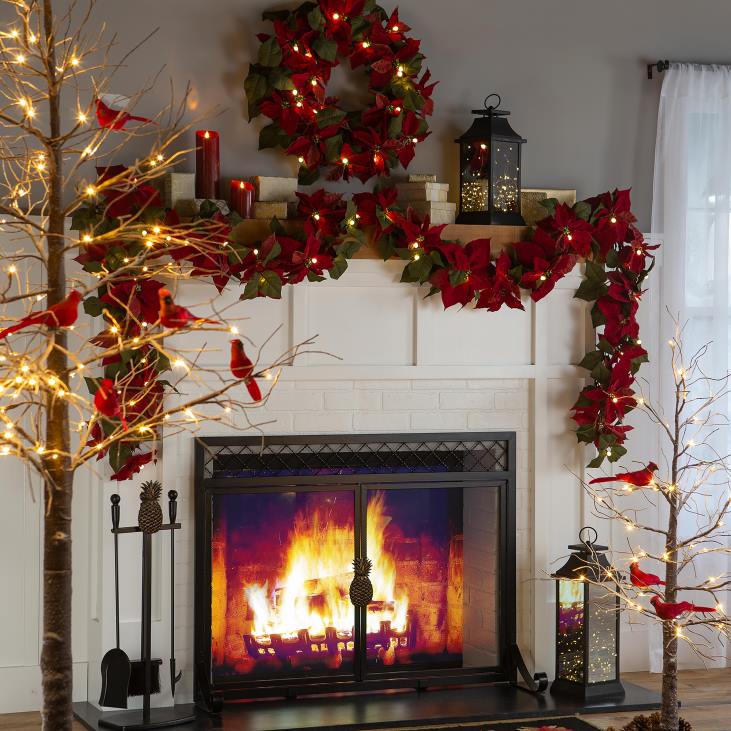 hooajalised ja kingitused 820L2139 klambriga kardinalised jõulupuuehted, komplektis 4 Plow & Hearth