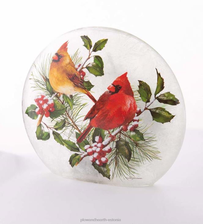 hooajalised ja kingitused 820L2144 talvekardinalid mattklaasist aktsentvalgus Plow & Hearth
