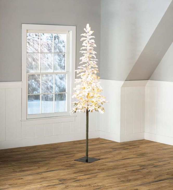 hooajalised ja kingitused 820L2156 monte rosa valgustatud flokeeritud alpi kuuse jõulupuu Plow & Hearth