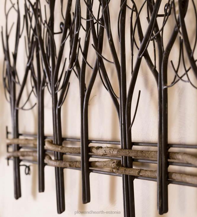 hooajalised ja kingitused 820L2158 metallist ja looduslikust viinapuust seitse talvepuud seinakunst Plow & Hearth