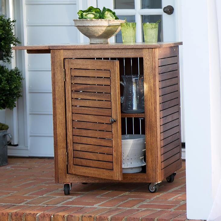 hooajalised ja kingitused 820L2160 väike eukalüptipuidust veerev käru - looduslik Plow & Hearth