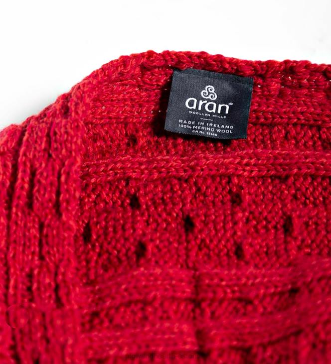 hooajalised ja kingitused 820L3039 naiste iiri meriinovillane sviiter - punane Plow & Hearth