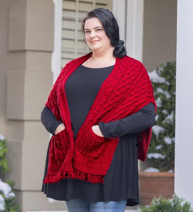 hooajalised ja kingitused 820L3039 naiste iiri meriinovillane sviiter - punane Plow & Hearth