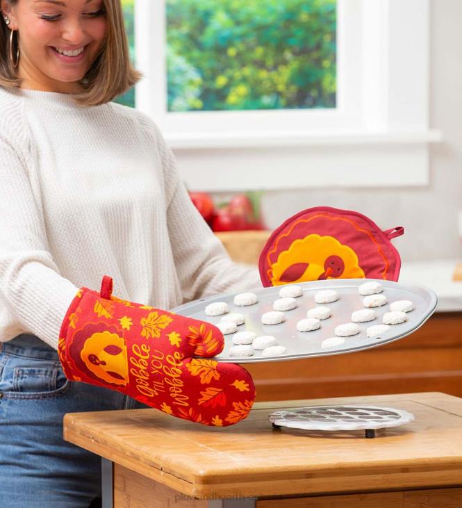 hooajalised ja kingitused 820L3085 hooajaline ahjukindade ja potihoidja komplekt - kalkun Plow & Hearth