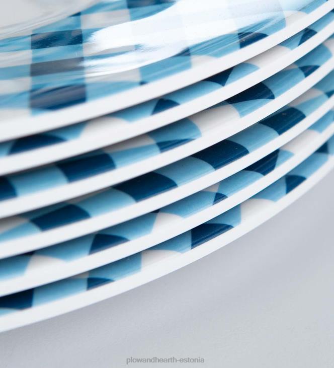 hooajalised ja kingitused 820L3199 sinised hõlmik-melamiinist õhtusöögitaldrikud, komplektis 6 - lake Plow & Hearth