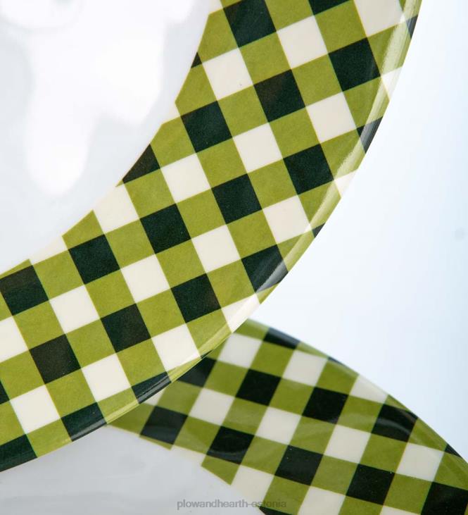 hooajalised ja kingitused 820L3223 sambla gingham melamiinist õhtusöögitaldrikud, komplektis 6 - sammal Plow & Hearth