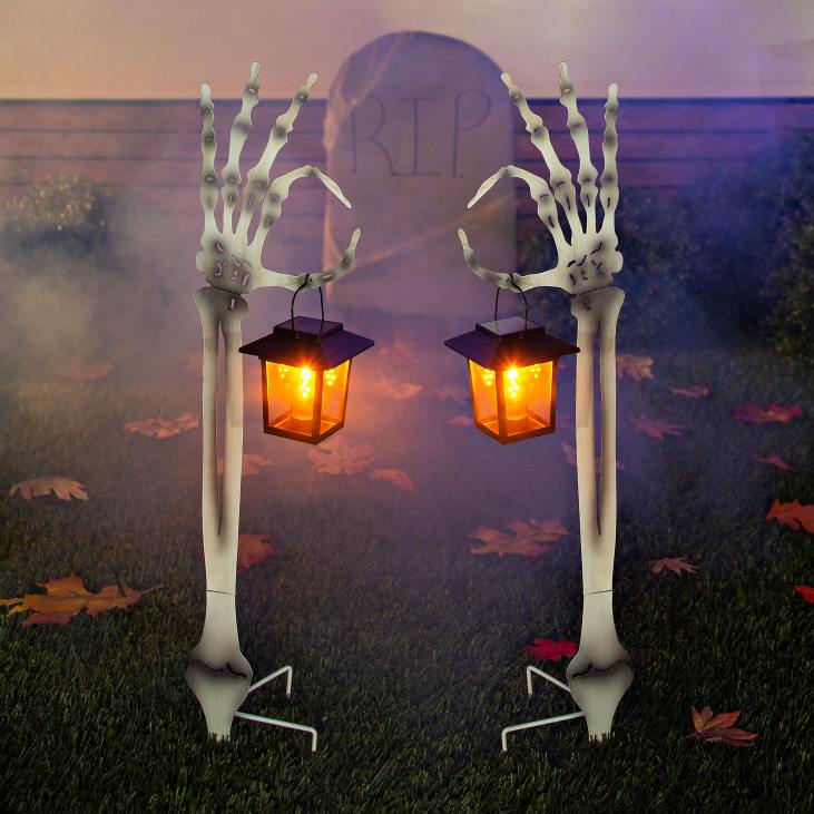 hoov & aed 820L133 halloweeni skeletivarre metallist vaiad päikeselaternatega, komplektis 2 Plow & Hearth
