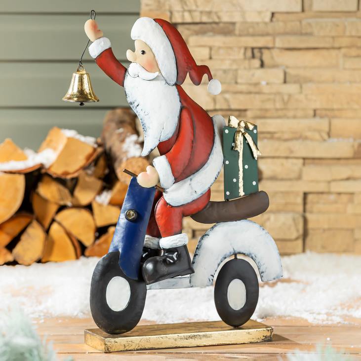 hoov & aed 820L148 metallist jõuluvana rolleril aiakuju Plow & Hearth