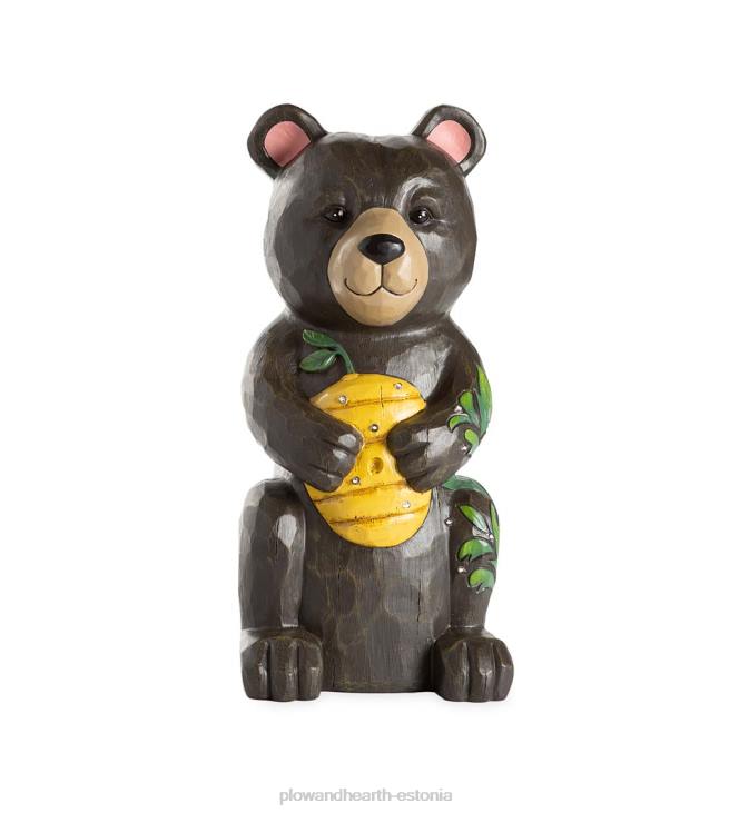 hoov & aed 820L297 siseruumides/väljas valgustatud must karu ja mee lühike kuju Plow & Hearth