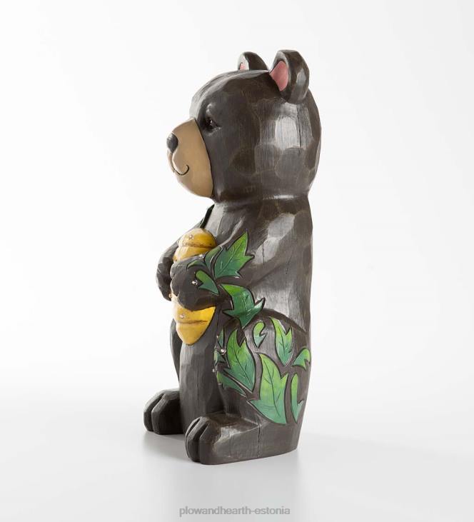 hoov & aed 820L297 siseruumides/väljas valgustatud must karu ja mee lühike kuju Plow & Hearth