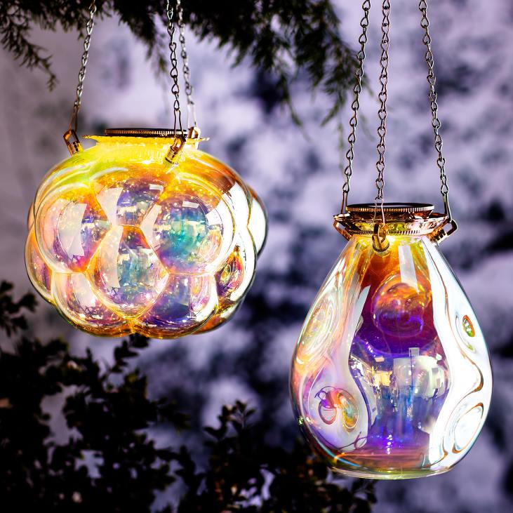 hoov & aed 820L418 päikeseenergial rippuvad sillerdavad klaasist tuled Plow & Hearth