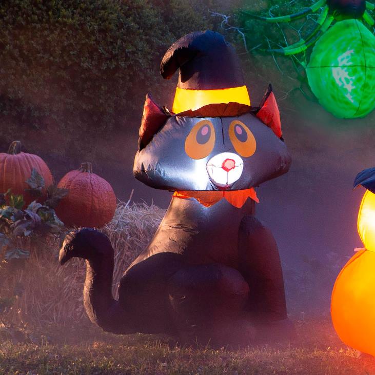hoov & aed 820L432 valgustatud must kass halloween täispuhutav Plow & Hearth