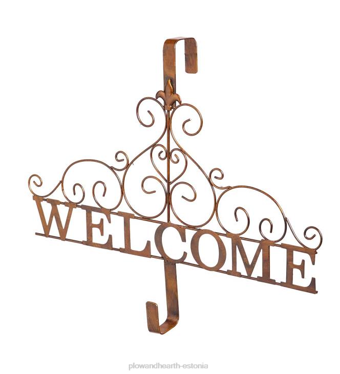 hoov & aed 820L336 metallist vasest fleur-de-lis teretulnud pärjahoidja Plow & Hearth