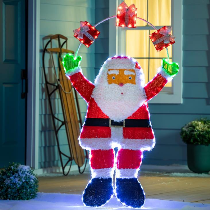 hoov & aed 820L97 sise-/väljas valgustatud jõuluvana kingitustega Plow & Hearth