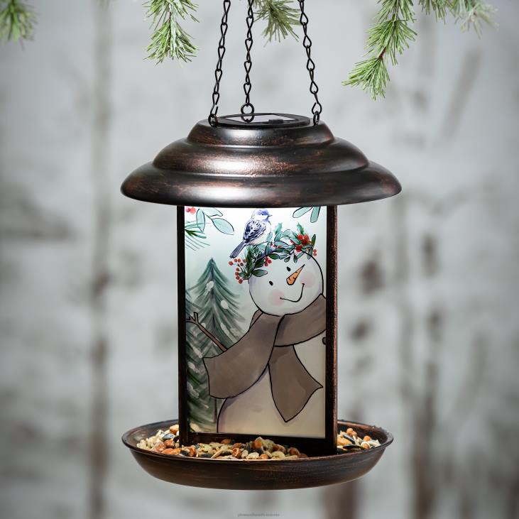 hoov & aed 820L454 päikeseklaasist ja metallist lumememme lindude toitja Plow & Hearth