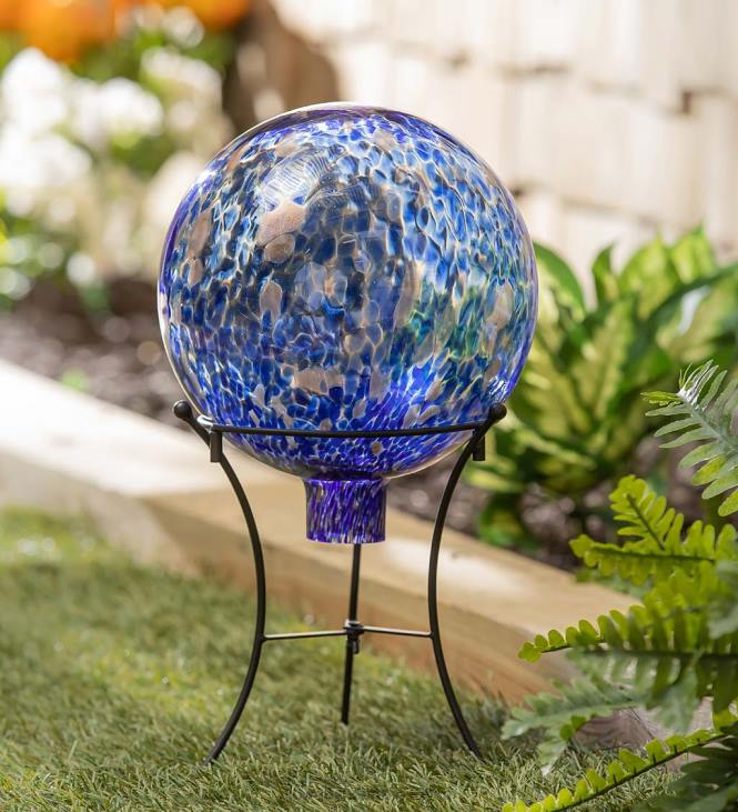 hoov & aed 820L258 kunstklaasist konfetivaatamispall statiiviga - aqua Plow & Hearth