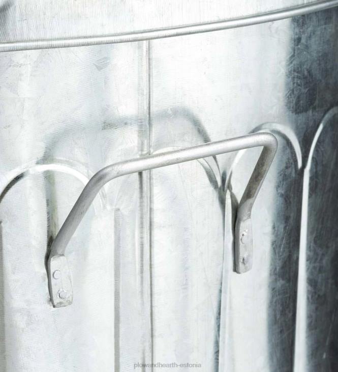 hoov & aed 820L990 tsingitud metallist aia-/kodupõletusahju jäätmepurk Plow & Hearth