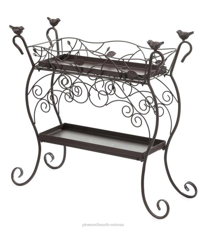 hoov & aed 820L911 kahe riiuliga malmist taimealus lindudega Plow & Hearth