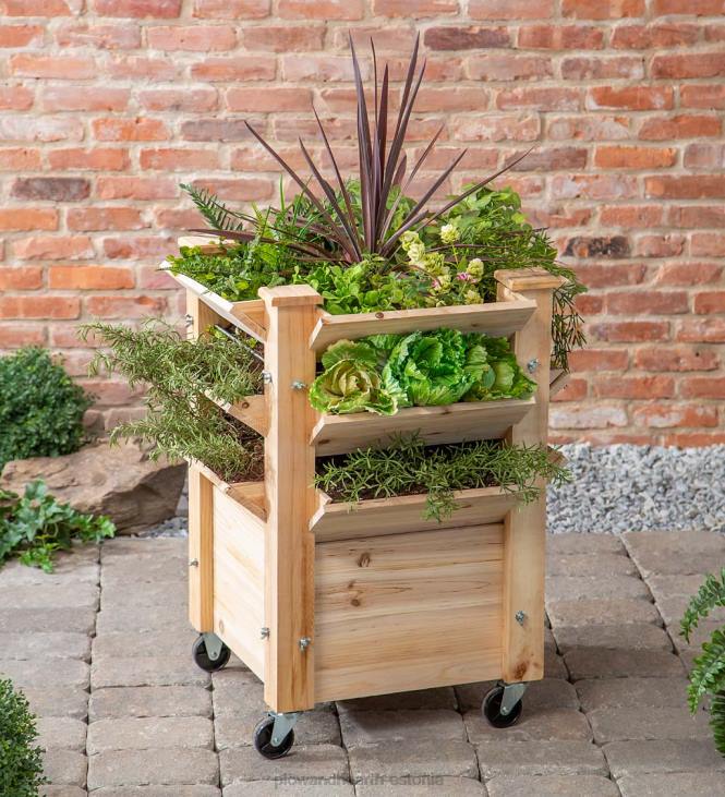 hoov & aed 820L926 ratastel kõrgendatud puidust aiapeenar Plow & Hearth