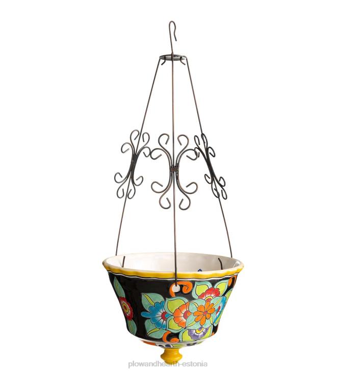 hoov & aed 820L937 ehtne mehhiko talavera rippuv istutusmasin - must Plow & Hearth